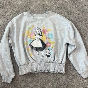 Disney Gray Kids Sweatshirt with Floral Alice In Wonderland Design
